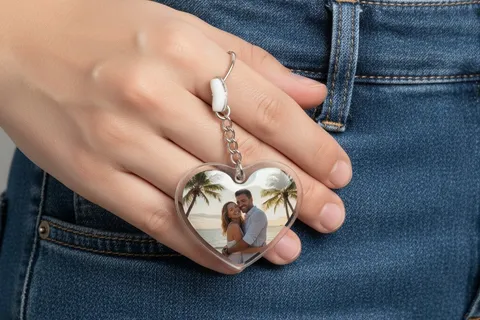 5 × 5 cm personalised photo keyring