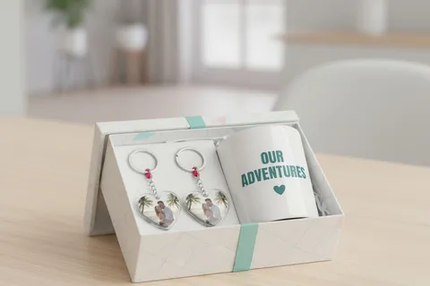matching photo keyrings for couples as a gift