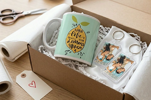 Matching couple photo keyrings gift set