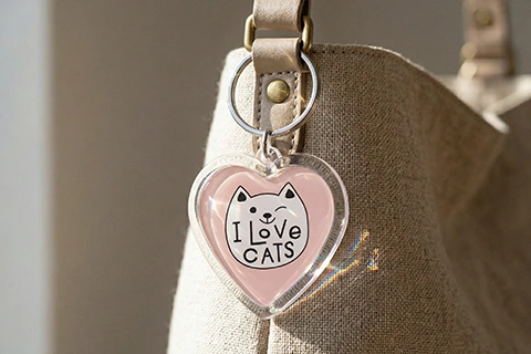Double sided photo keyring in heart and rectangular shapes