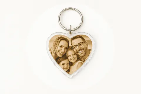vintage sepia photo heart keyring