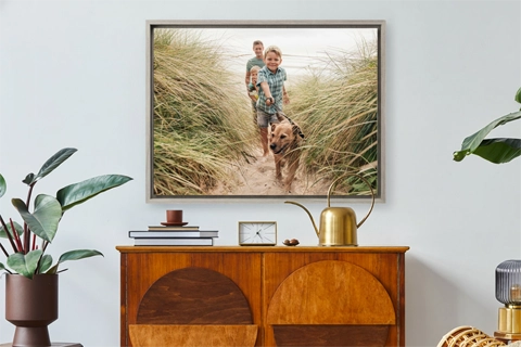 large framed canvas with family's portrait