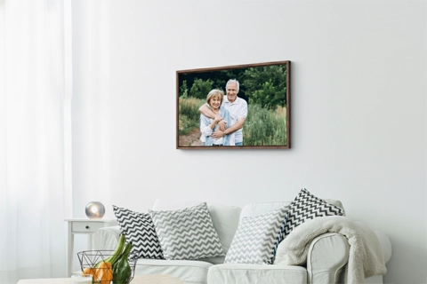framed canvas with couple's portrait