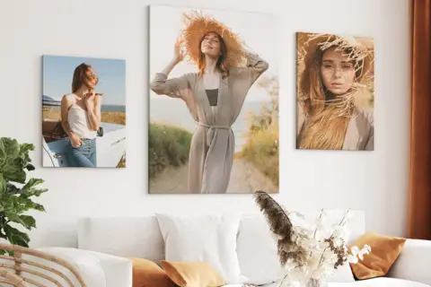 large canvas set over sofa