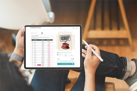 mini canvas ordering on a tablet