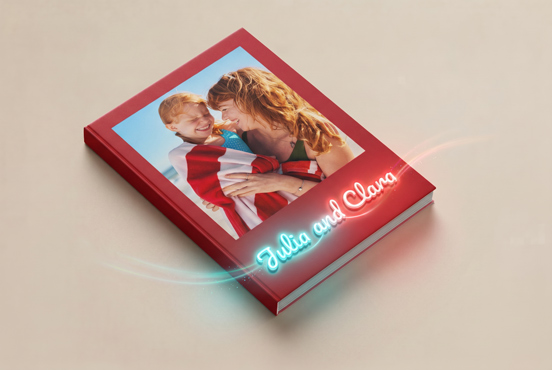 Personalised hardcover photo book with custom title